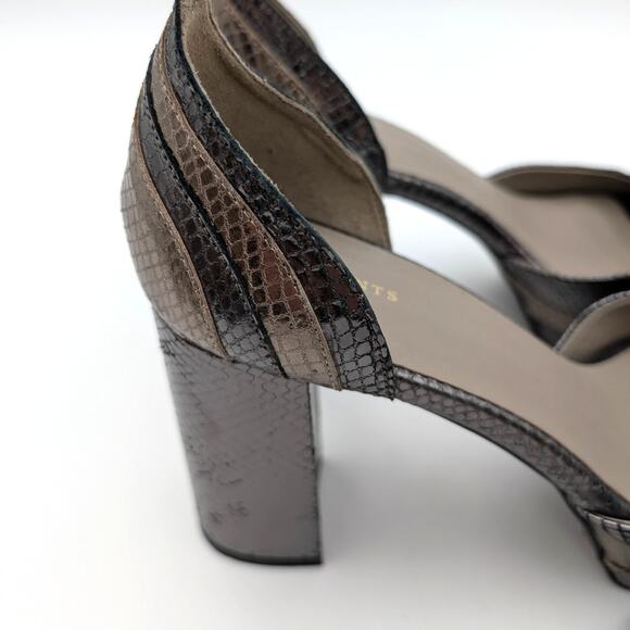 AllSaints Tia Snake-Embossed Platform Heels Women's Gun/Gold/Bronze Sz US11 EU41 - Picture 14 of 16